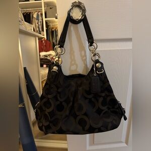 Coach Black Signature Monogram Shoulder Bag